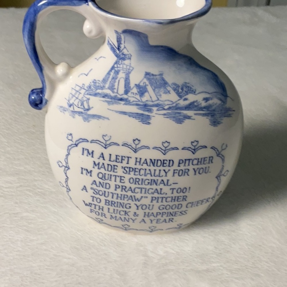 Blue and White Ceramic Pitcher